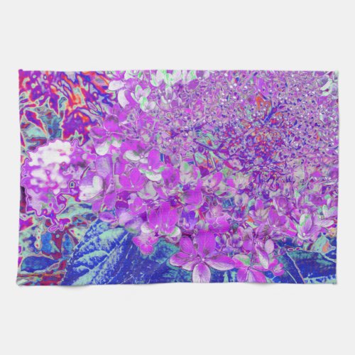 Elegant Purple and Blue Limelight Hydrangea Kitchen Towel