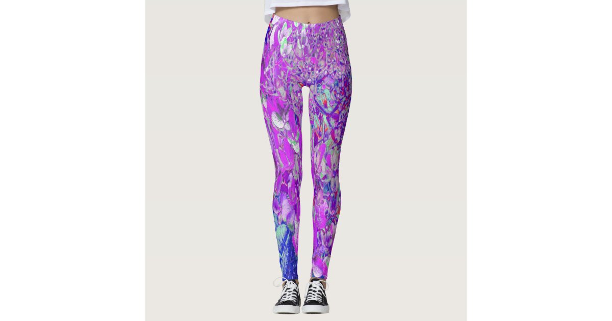 Elegant Purple and Blue Limelight Hydrangea Leggings Zazzle