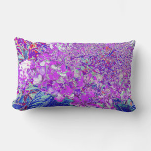 Elegant Purple and Blue Limelight Hydrangea Lumbar Pillow