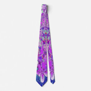 Elegant Purple and Blue Limelight Hydrangea Neck Tie