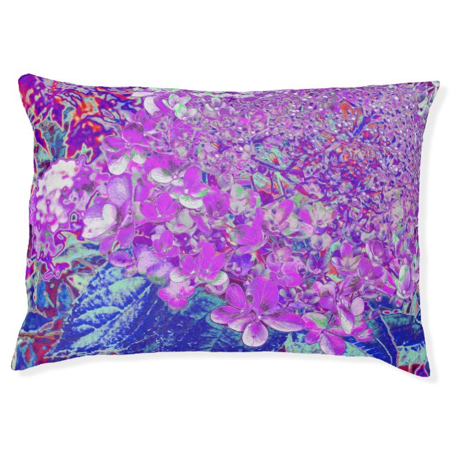 Elegant Purple and Blue Limelight Hydrangea Pet Bed (Front)
