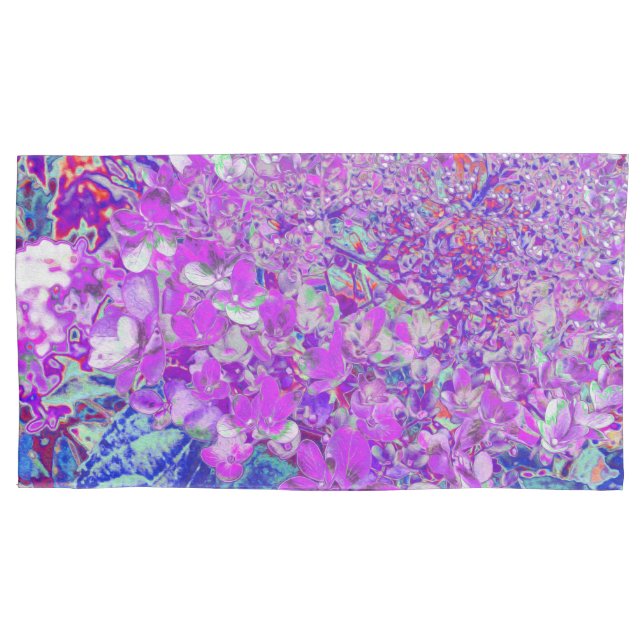 Elegant Purple and Blue Limelight Hydrangea Pillow Case (Front-Left)