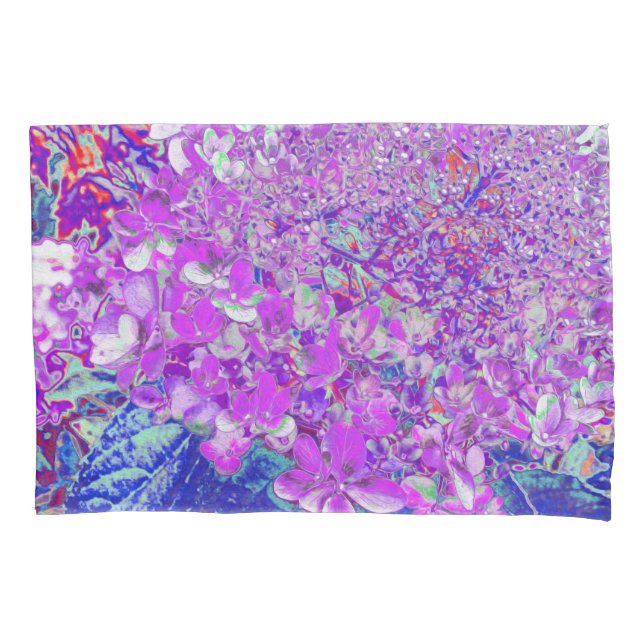 Elegant Purple and Blue Limelight Hydrangea Pillow Case (Front)