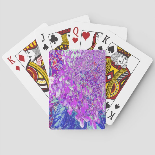 Elegant Purple and Blue Limelight Hydrangea Poker Cards (Back)