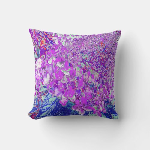 Elegant Purple and Blue Limelight Hydrangea Throw Pillow