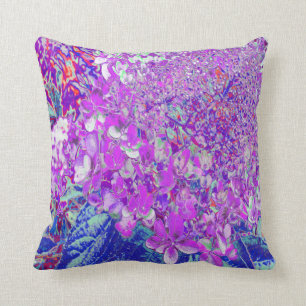 Elegant Purple and Blue Limelight Hydrangea Throw Pillow