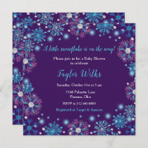 Elegant Purple and Blue Snowflakes Baby Shower Invitation