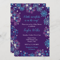 Elegant Purple and Blue Snowflakes Baby Shower Invitation