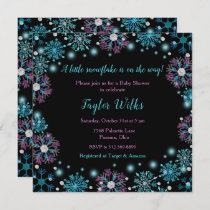 Elegant Purple and Blue Snowflakes Baby Shower Invitation