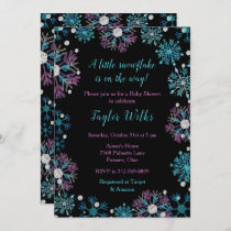 Elegant Purple and Blue Snowflakes Baby Shower Invitation