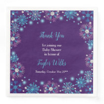 Elegant Purple and Blue Snowflakes Paper Dinner Napkins