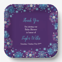 Elegant Purple and Blue Snowflakes Paper Plates