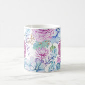 Elegant Purple and Blue Succulent Floral With Name Coffee Mug (Center)