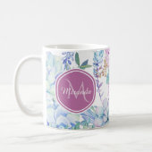 Elegant Purple and Blue Succulent Floral With Name Coffee Mug (Left)
