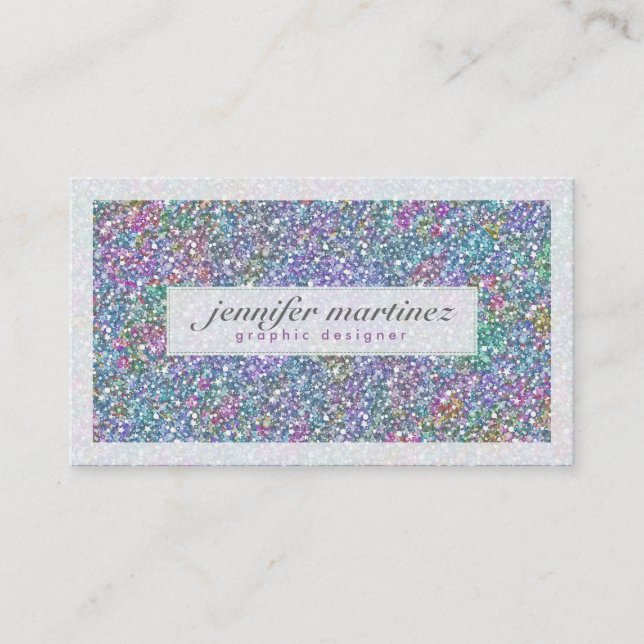 Elegant Purple And Colorful Glitter & Sparkles 3 Business Card (Front)