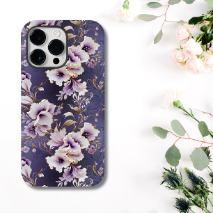 Elegant Purple and Cream Orchid Floral Case-Mate iPhone 14 Pro Max Case
