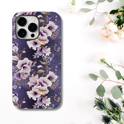 Elegant Purple and Cream Orchid Floral  Case_Mate iPhone 14 Pro Max Case