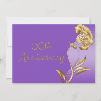 Elegant Purple and Gold 50th Anniversary Invites