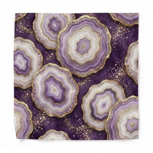 Elegant Purple and Gold Agate Pocket Square Bandana