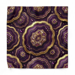 Elegant Purple and Gold Agate Pocket Square Bandana