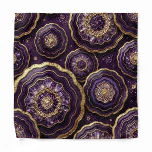 Elegant Purple and Gold Agate Pocket Square Bandana