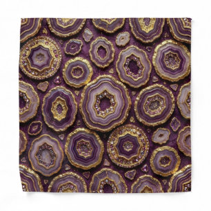 Elegant Purple and Gold Agate Pocket Square Bandana