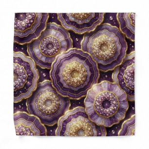 Elegant Purple and Gold Agate Pocket Square Bandana