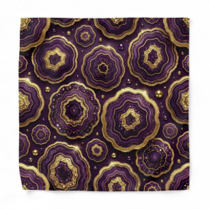 Elegant Purple and Gold Agate Pocket Square Bandana