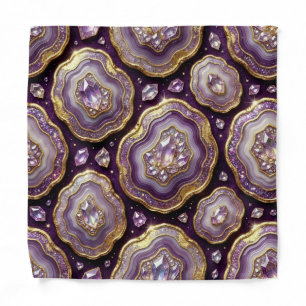 Elegant Purple and Gold Agate Pocket Square Bandana