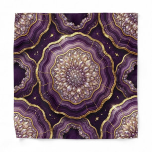 Elegant Purple and Gold Agate Pocket Square Bandana