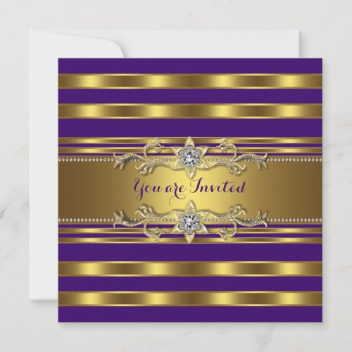 Elegant Purple and Gold Birthday Party Invitation
