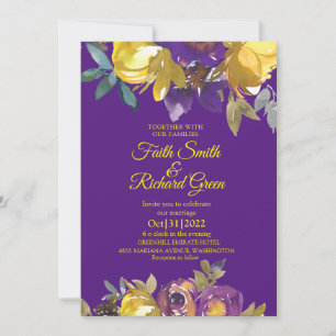 Elegant Purple and Gold Fall Wedding Invitations