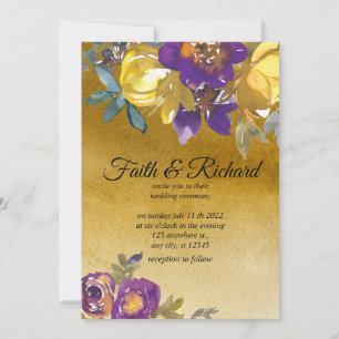 Elegant Purple and Gold Fall Wedding Invitations