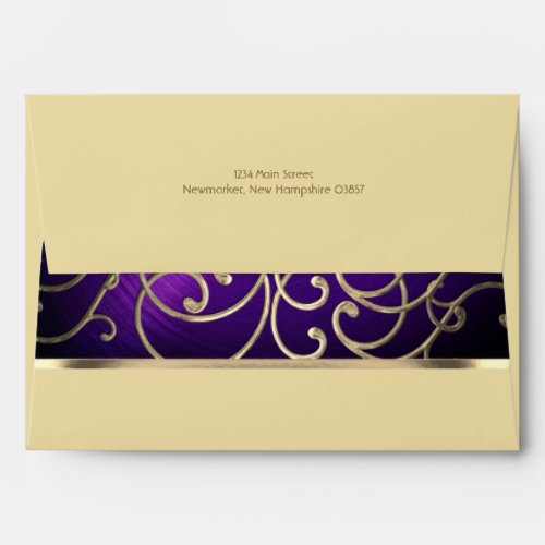 Elegant Purple and Gold Filigree Envelope