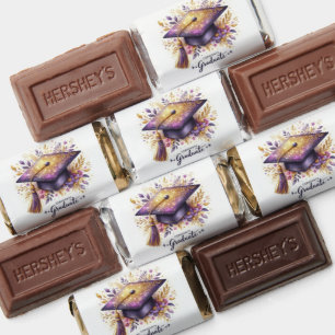 Elegant Purple and Gold Floral Graduation Cap Hershey's Miniatures