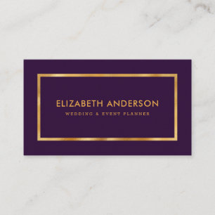 Elegant Purple and Gold Foil Wedding Event Planner Business Card