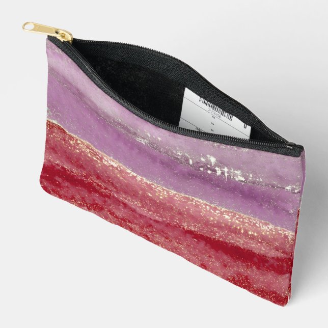 Elegant purple and gold glitter accessory pouch (Open)