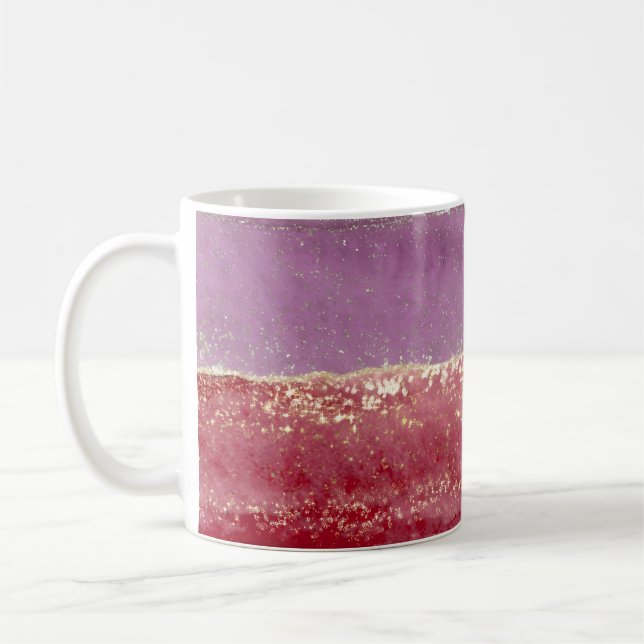 Elegant purple and gold glitter coffee mug (Left)