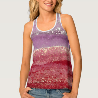 Elegant purple and gold glitter tank top