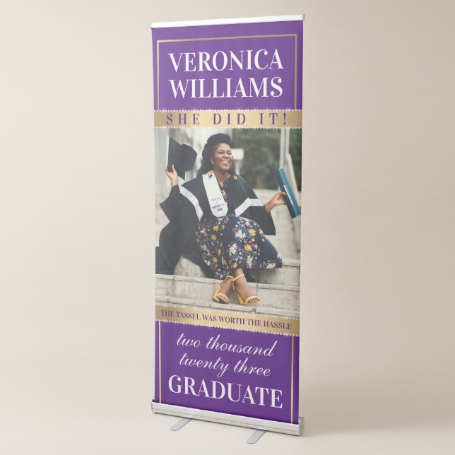 Elegant Purple and Gold Graduation Retractable Banner (3/4)