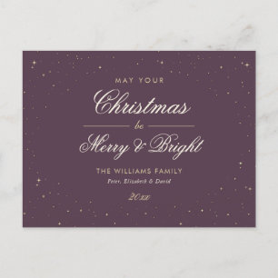 Elegant Purple and Gold Holiday Postcard