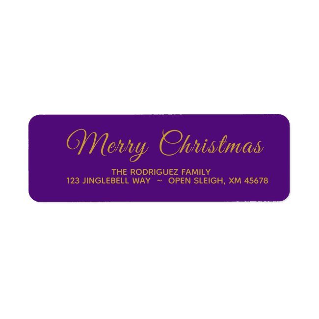 Elegant Purple and Gold Merry Christmas Address