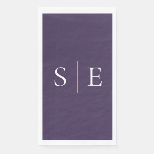 Elegant Purple And Gold Monogram Minimalist  Paper Guest Towels