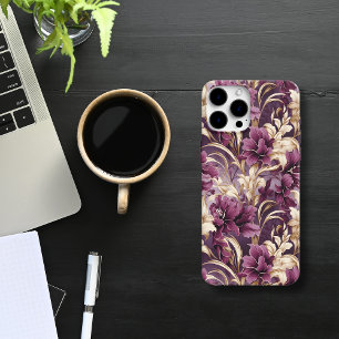 Elegant Purple and Gold Orchid Floral Case-Mate iPhone 14 Pro Max Case