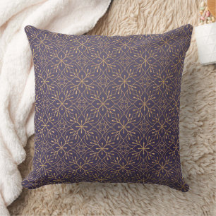 Elegant purple and gold pattern pillow