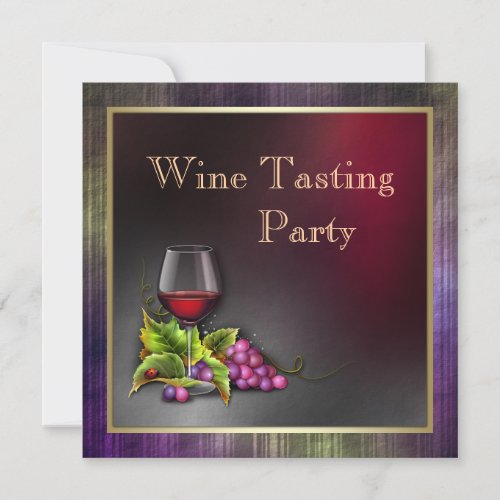 Purple Gold Red Wine Tasting Party Invitations