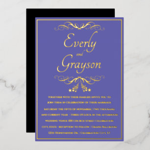 Elegant Purple and Gold Wedding Foil In Foil Invitation