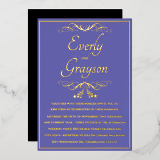 Elegant Purple and Gold Wedding Foil In Invitation
