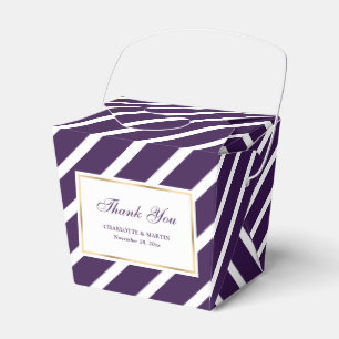 Elegant Purple and Gold Wedding Thank You Favor Boxes