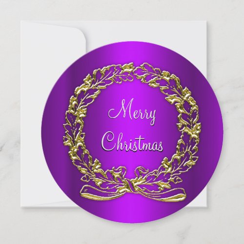 Elegant Purple and Gold Wreath Christmas